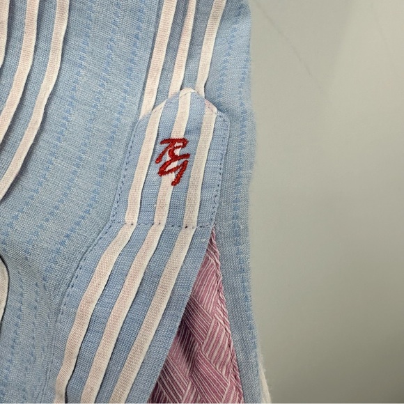 Robert Graham Mens Button Up Long Sleeve Shirt Blue Flip Cuff Stripes XL | Q1946 - Picture 6 of 12